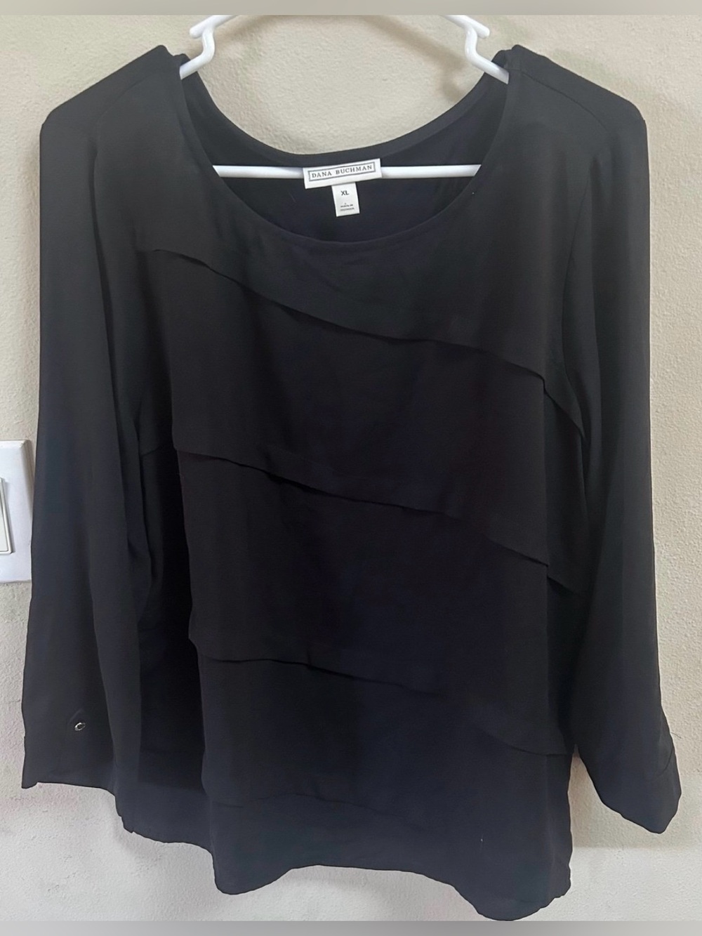 Dana Buchman Black Layered Long Sleeve Blouse